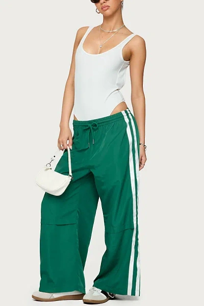Edikted Petite Fauna Nylon Track Pants In Green, Women's At Urban Outfitters