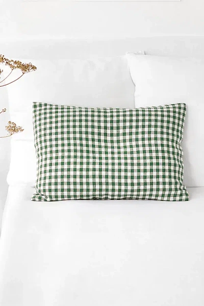 Magiclinen Linen Pillowcase In Forest Green Gingham At Urban Outfitters