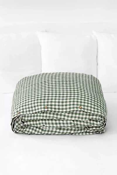 Magiclinen Linen Duvet Cover In Forest Green Gingham At Urban Outfitters