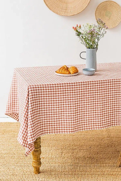 Magiclinen Linen Tablecloth In Clay Gingham At Urban Outfitters