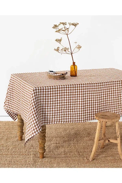 Magiclinen Linen Tablecloth In Cinnamon Gingham At Urban Outfitters