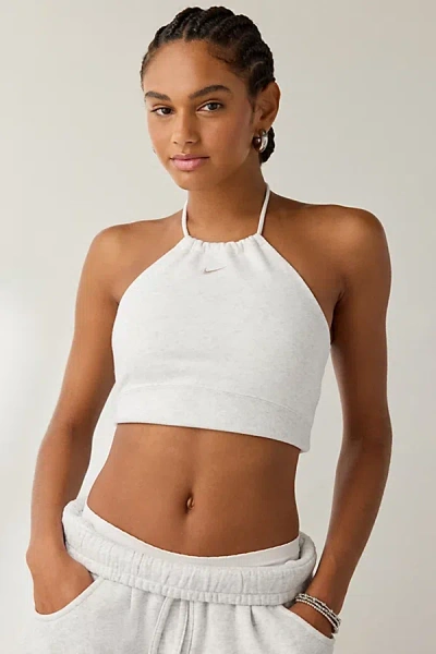 Nike Sportswear Chill French Terry Crop Halter Top In Ivory, Women's At Urban Outfitters