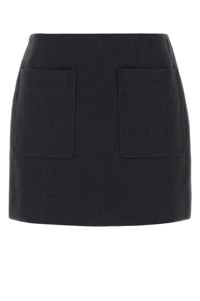 Bottega Veneta Graphite Cotton Blend Mini Skirt In Black