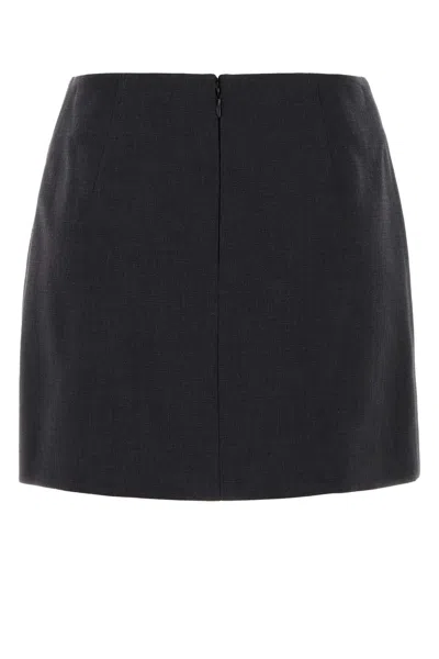 Bottega Veneta Graphite Cotton Blend Mini Skirt In Black