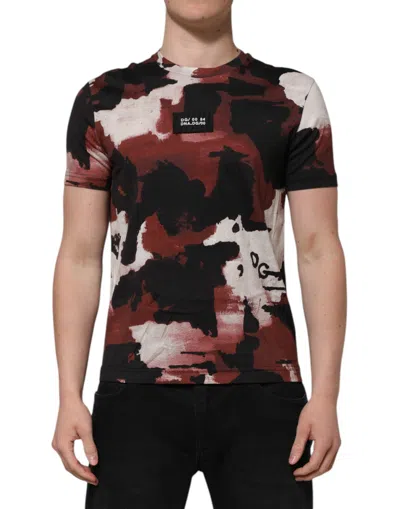 Dolce & Gabbana Multicolor Camouflage Men Crew Neck T-shirt In Multi