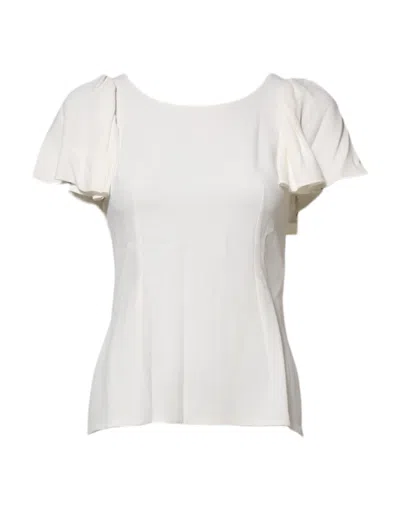Dolce & Gabbana White Viscose Round Neck Short Sleeves Top