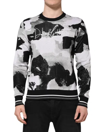 Dolce & Gabbana Multicolor Camouflage Crew Neck Men Pullover Sweater In Multi