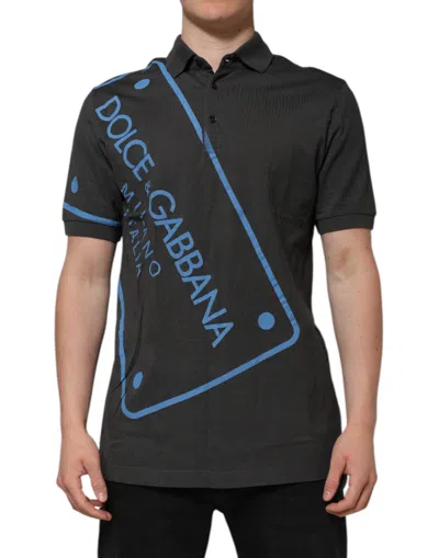 Dolce & Gabbana Dark Gray Short Sleeve Collared Polo T-shirt In Gray