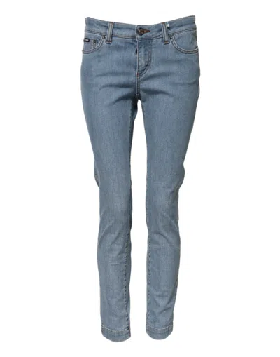 Dolce & Gabbana Blue Cotton Pretty Midwaist Skinny Denim Jeans