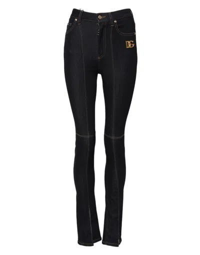 Dolce & Gabbana Blue Cotton High Waist Skinny Denim Jeans