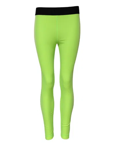 Dolce & Gabbana Green Nylon Slim Fit Leggings Pants In Green