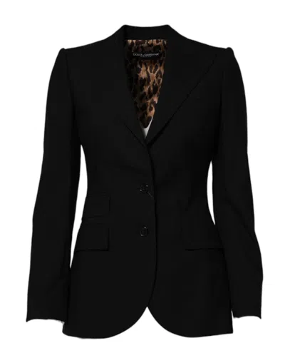 Dolce & Gabbana Black Wool Single Breasted Coat Jacket