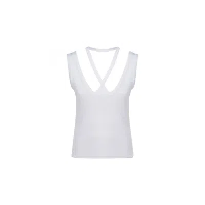 Mm6 Maison Margiela Halterneck Scoop-back Vest Top In White