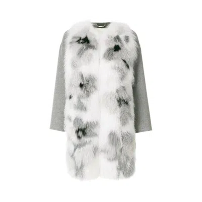 Fendi Fur Trim Cashmere Coat In Multi