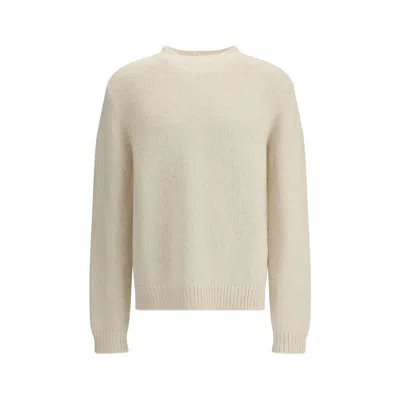 Jil Sander Ribbed Hem And Cuff Alpaca Blend Sweater In White