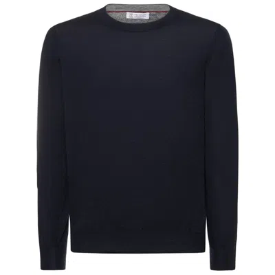 Brunello Cucinelli Round Neck Pullover Sweater In Black