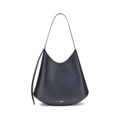 Jil Sander Crescent-shaped Shoulder Bag With Adjustable Strap In Black