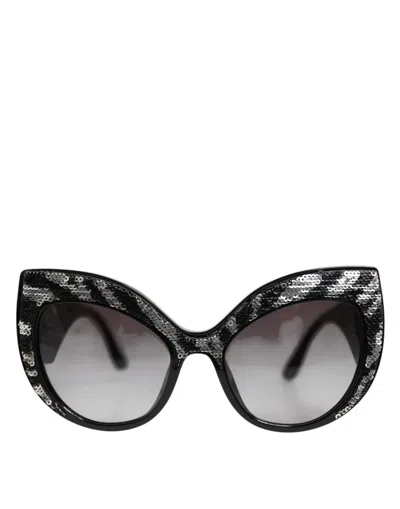 Dolce & Gabbana Black Silver Sequin Oversized Butterfly Dg4326 Sunglasses