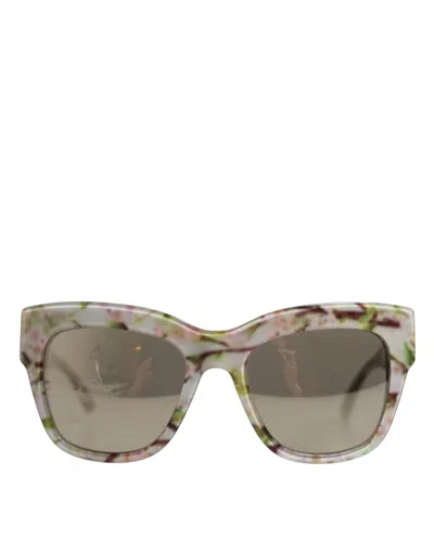 Dolce & Gabbana White Dg4231f Floral Acetate Rectangle Shades Sunglasses