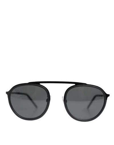 Dolce & Gabbana Matte Black Dg2276 Metal Rim Round Shades Sunglasses