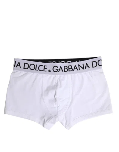 Dolce & Gabbana White Cotton Stretch Regular Boxer Underwear In White