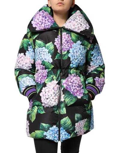Dolce & Gabbana Multicolor Floral Print Puffer Quilted Jacket In Multi