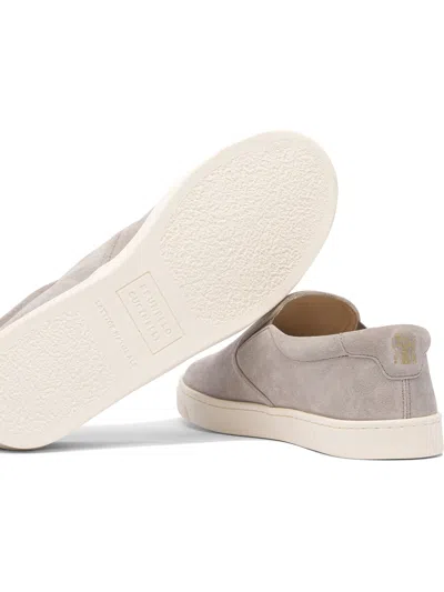 Brunello Cucinelli Light Beige Suede Slip-ons Men