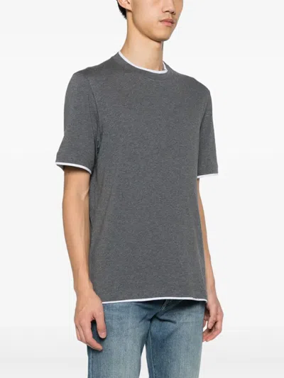 Brunello Cucinelli Basic Silk-blend T-shirt In Gray