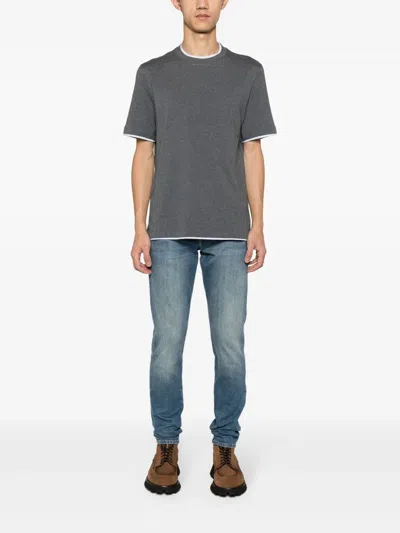 Brunello Cucinelli Basic Silk-blend T-shirt In Gray