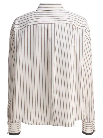 Brunello Cucinelli Striped Cotton Shirt In White