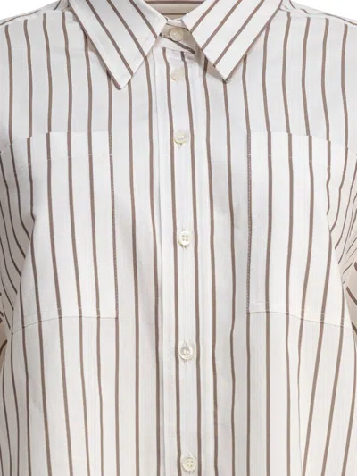 Brunello Cucinelli Striped Cotton Shirt In White