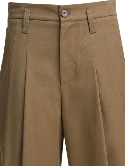 Brunello Cucinelli Trousers With Front Pleats And Wide Leg In Brown