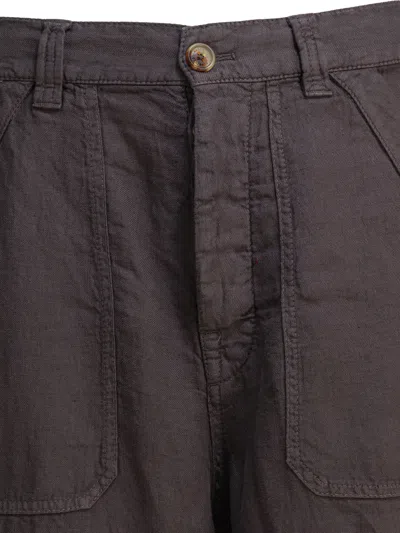 Brunello Cucinelli Linen Trousers With Relaxed Fit In Brown