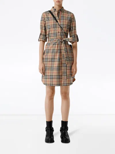 Burberry Check Cotton Shirt Dress In Multi