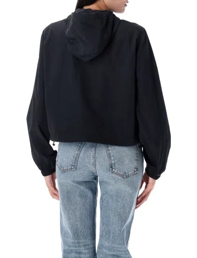 Burberry Cropped Nylon Hooded Jacket In Black