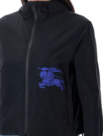Burberry Cropped Nylon Hooded Jacket In Black