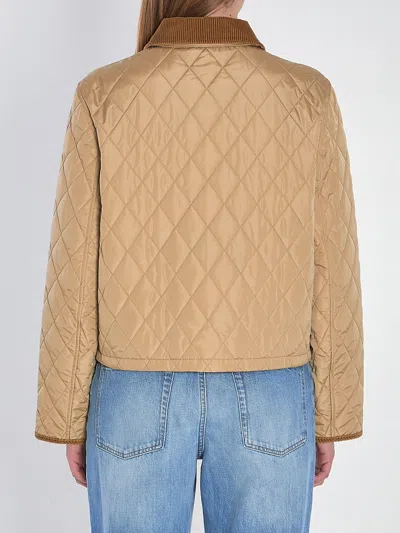 Burberry Cropped Quilted Nylon Jacket In Brown