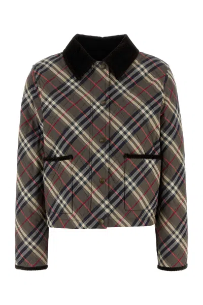 Burberry Cropped Check Quilted Cotton Jacket In Multi
