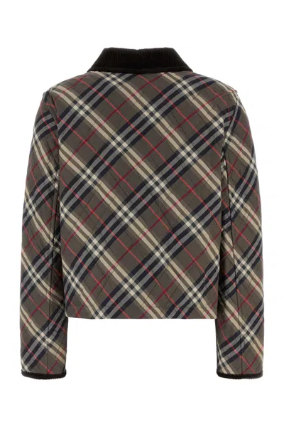 Burberry Cropped Check Quilted Cotton Jacket In Multi