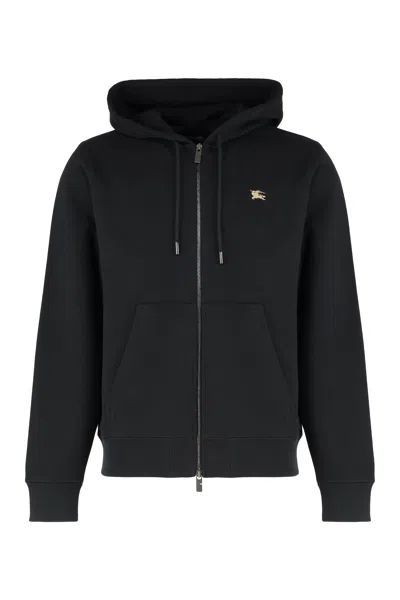 Burberry Black Sweatshirt With Ekd Embroidery On The Front And Logo Print On The Rear In Cotton Man