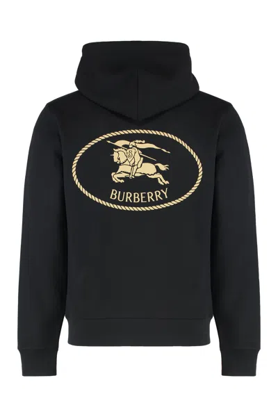 Burberry Black Sweatshirt With Ekd Embroidery On The Front And Logo Print On The Rear In Cotton Man