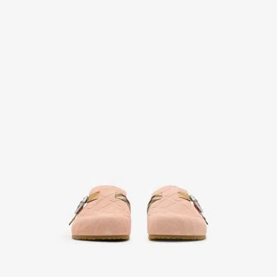 Burberry Urchin Calf Suede Slide Clogs In Pink