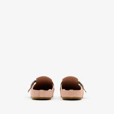 Burberry Urchin Calf Suede Slide Clogs In Pink
