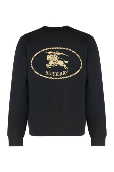 Burberry Cotton Sweatshirt With Logo Embroidery In Black