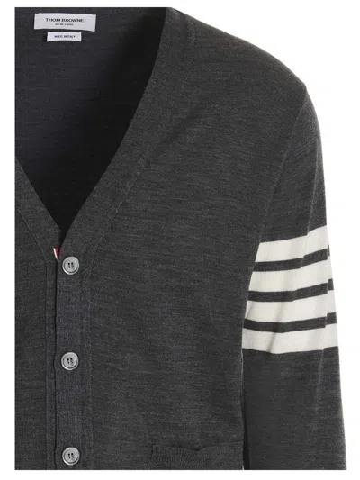 Thom Browne Merino Wool Cardigan In Gray
