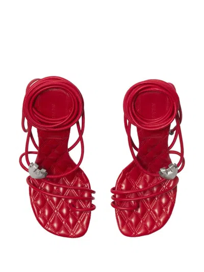 Burberry Quilted Strappy Sandals Metal Hardware In Red
