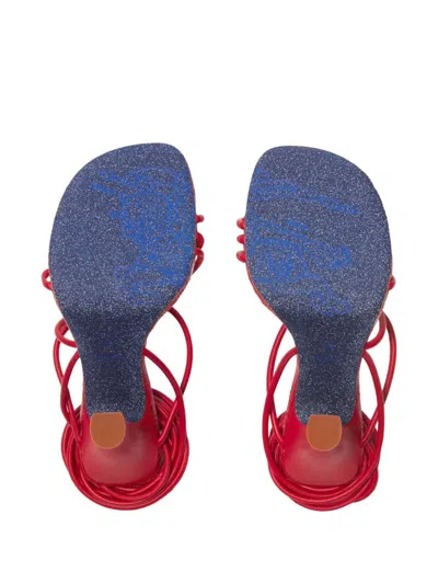 Burberry Quilted Strappy Sandals Metal Hardware In Red