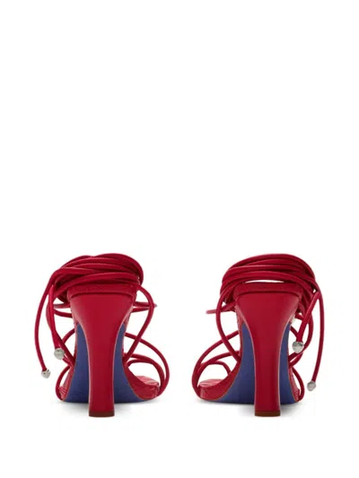 Burberry Quilted Strappy Sandals Metal Hardware In Red