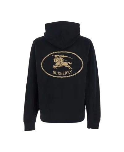 Burberry Black Sweatshirt With Ekd Embroidery On The Front And Logo Print On The Rear In Cotton Man In Black