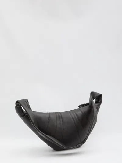 Lemaire Medium Croissant Leather Bag In Black
